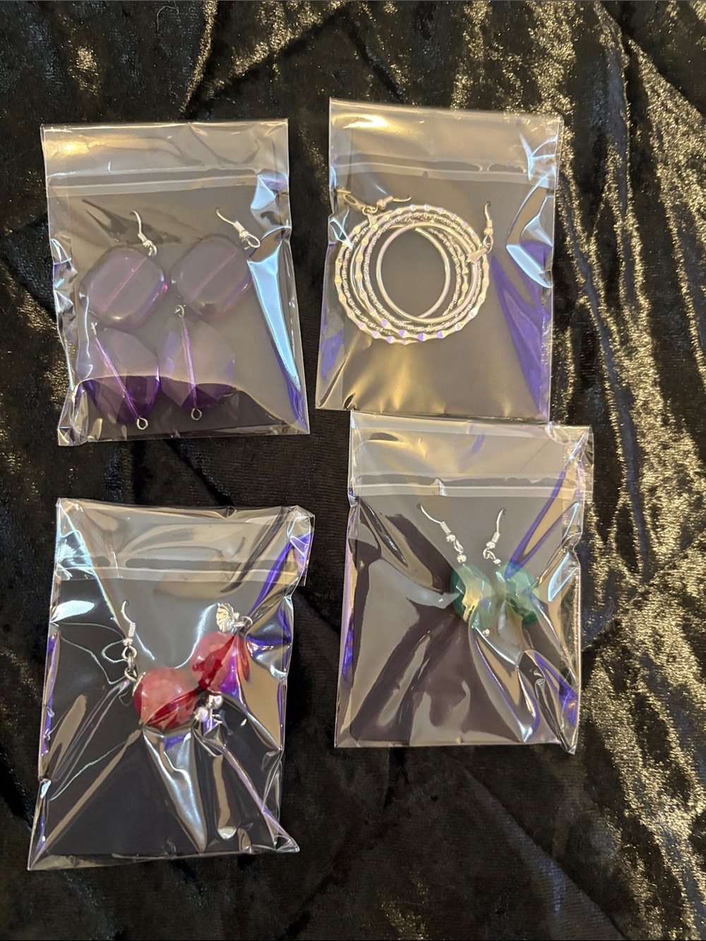 Handmade Purple, Red, Teal & Silver Women's Earrings - Mixed Set